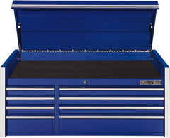 EXTREME TOOLS - 8 Drawer Top Tool Chest - 54-5/8" Wide x 25" Deep x 22-1/4" High, Steel, Blue - Americas Industrial Supply