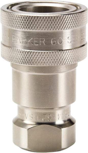 Parker - 3/4-16 SAE ORB 316 Stainless Steel Hydraulic Hose Female Straight Thread Coupler - 1,500 psi, 6 GPM, Series 60 - Americas Industrial Supply