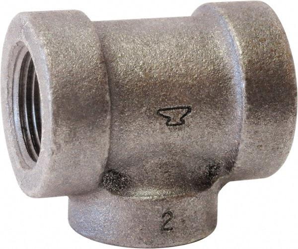 Made in USA - Size 2 x 3/4 x 2", Class 125, Cast Iron Black Pipe Reducing Tee - 175 psi, FPT End Connection - Americas Industrial Supply