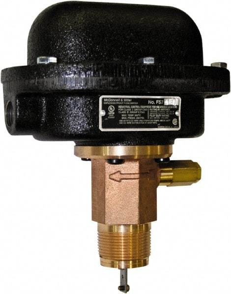 McDonnell & Miller - 300 psi, Brass Housing, Adjustable Paddle Flow Switch - 7.7 Flow Set Point, 35,004 Flow Point cc/min, 4.8 to 998 GPM, 120/240 Voltage, 1-1/4 Inch Thread Size - Americas Industrial Supply