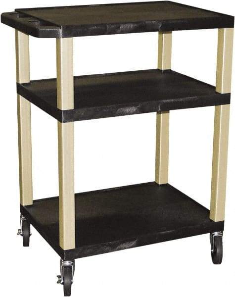 Luxor - 300 Lb Capacity, 24" Wide x 18" Long x 34" High Standard Utility Cart - 3 Shelf, Plastic - Americas Industrial Supply