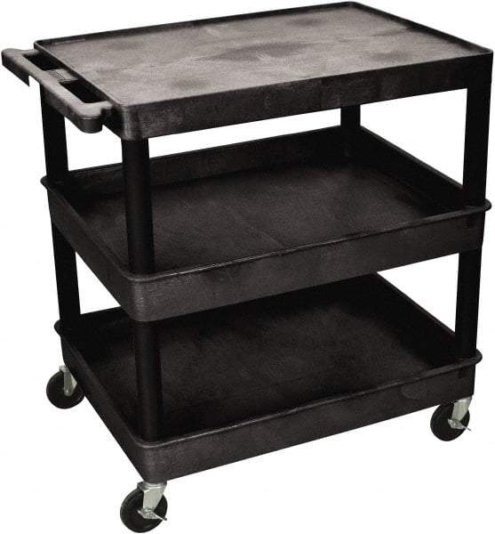 Luxor - 300 Lb Capacity, 24" Wide x 18" Long x 36" High Shelf Cart - 3 Shelf, Plastic - Americas Industrial Supply