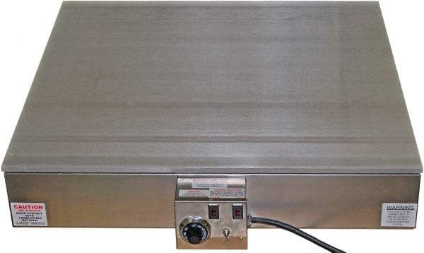 Valad Electric Heating - 36" Long x 36 Wide x 7" High, 220 Volt Hot Plate - 100 to 550°F, 1 Burner, Aluminum Plate, 4000 Watt, 18.2 Amps, 304 Stainless Steel Base - Americas Industrial Supply