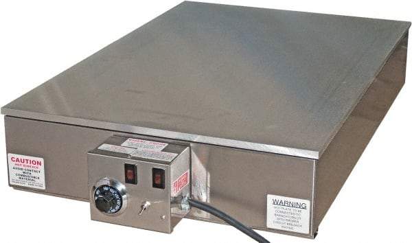 Valad Electric Heating - 24" Long x 24 Wide x 7" High, 110/120 Volt Hot Plate - 100 to 550°F, 1 Burner, Aluminum Plate, 1500 Watt, 13.6 Amps, 304 Stainless Steel Base - Americas Industrial Supply