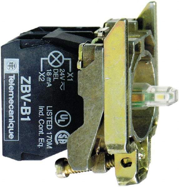 Schneider Electric - 24 V Blue Lens LED Indicating Light - Screw Clamp Connector, Vibration Resistant - Americas Industrial Supply