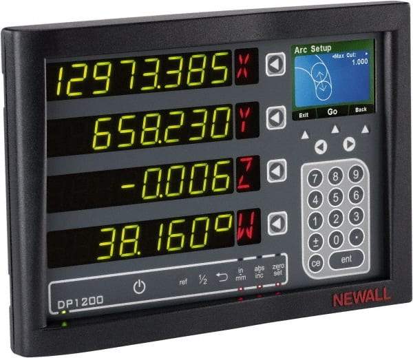 Newall - 4 Axes, Milling, Turning, Grinding & Lathe Compatible DRO Counter - LED Display, Programmable Memory - Americas Industrial Supply