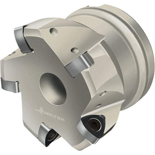 Walter - 50mm Cut Diam, 22mm Arbor Hole, 1mm Max Depth of Cut, Indexable Chamfer & Angle Face Mill - 5 Inserts, P23696 Insert, Right Hand Cut, 5 Flutes, Through Coolant, Series Xtra-tec - Americas Industrial Supply
