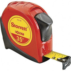 Starrett - 35' x 1" Yellow Blade Tape Measure - 1/16" Graduation, S1 Graduation Style, Red Case - Americas Industrial Supply