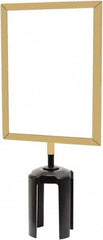 Tensator - 11" High x 7" Long x 7/8" Wide Barrier Sign Frame - Steel, Bright Finish, Bright Gold, Use with Tensabarrier - Americas Industrial Supply