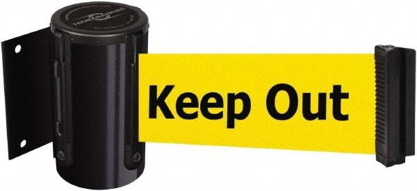 Tensator - 4" High x 2" Long x 3" Wide Barricade Tape Dispenser - Steel, Black Powdercoat Finish, Black, Use with Tensabarrier - Americas Industrial Supply