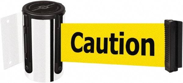 Tensator - 4" High x 2" Long x 3" Wide Barricade Tape Dispenser - Steel, Polished Chrome Finish, Chrome, Use with Tensabarrier - Americas Industrial Supply