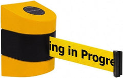 Tensator - 5" High x 3" Long x 3" Wide Barricade Tape Dispenser - Steel, Black Powdercoat Finish, Black/Yellow, Use with Tensabarrier - Americas Industrial Supply