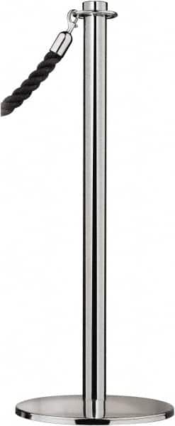 Tensator - 34" High, 2" Pole Diam, Barrier Post Base - 14" Base Diam, Round Stainless Steel Base, Satin Chrome (Color) Steel Post, For Outdoor Use - Americas Industrial Supply