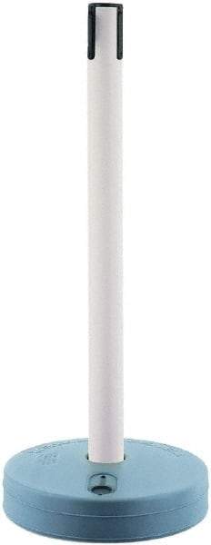 Tensator - 38" High, 2-1/2" Pole Diam, Barricade Tape Dispenser - 14" Base Diam, Round Plastic Base, Yellow Polymer Post, 7-1/2' x 1-7/8" Tape, Single Line Tape, For Outdoor Use - Americas Industrial Supply