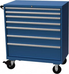 LISTA - 7 Drawer 440 Lb Capacity Steel Tool Roller Cabinet - 40-1/4" Wide x 47-3/8" High x 22-1/2" Deep, Roller Bearing Drawer Slides, Blue - Americas Industrial Supply