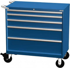 LISTA - 5 Drawer 440 Lb Capacity Steel Tool Roller Cabinet - 40-1/4" Wide x 41-1/2" High x 22-1/2" Deep, Roller Bearing Drawer Slides, Blue - Americas Industrial Supply