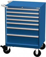 LISTA - 7 Drawer 165 Lb Capacity Steel Tool Roller Cabinet - 28-1/4" Wide x 41-1/2" High x 22-1/2" Deep, Roller Bearing Drawer Slides, Blue - Americas Industrial Supply