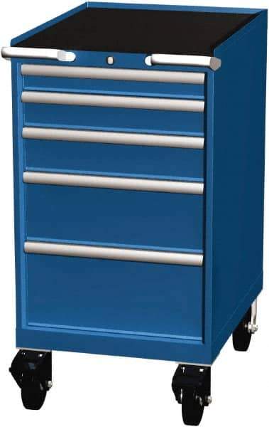 LISTA - 5 Drawer 165 Lb Capacity Steel Tool Roller Cabinet - 22-3/16" Wide x 41-1/2" High x 28-1/2" Deep, Roller Bearing Drawer Slides, Blue - Americas Industrial Supply