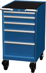 LISTA - 5 Drawer 165 Lb Capacity Steel Tool Roller Cabinet - 22-3/16" Wide x 41-1/2" High x 28-1/2" Deep, Roller Bearing Drawer Slides, Blue - Americas Industrial Supply