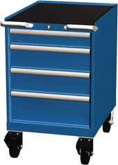 LISTA - 4 Drawer 165 Lb Capacity Steel Tool Roller Cabinet - 22-3/16" Wide x 35-1/2" High x 28-1/2" Deep, Roller Bearing Drawer Slides, Blue - Americas Industrial Supply