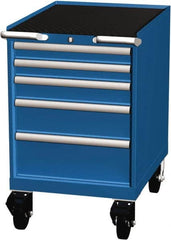 LISTA - 5 Drawer 165 Lb Capacity Steel Tool Roller Cabinet - 22-3/16" Wide x 35-1/2" High x 28-1/2" Deep, Roller Bearing Drawer Slides, Blue - Americas Industrial Supply