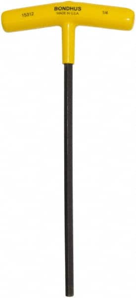 Bondhus - 1/4" Hex, T-Handle Cushion Grip, Hex Key - 9" OAL, Protanium High Torque Steel, Inch System of Measurement - Americas Industrial Supply