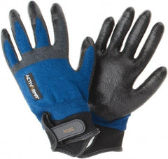 Ansell - Size M, ANSI Cut Lvl A3, Abrasion Lvl 3, Cut Resistant Gloves - Palm Coated, Black/Blue - Americas Industrial Supply