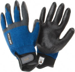Ansell - Size L, ANSI Cut Lvl A3, Abrasion Lvl 3, Cut Resistant Gloves - Palm Coated, Black/Blue - Americas Industrial Supply