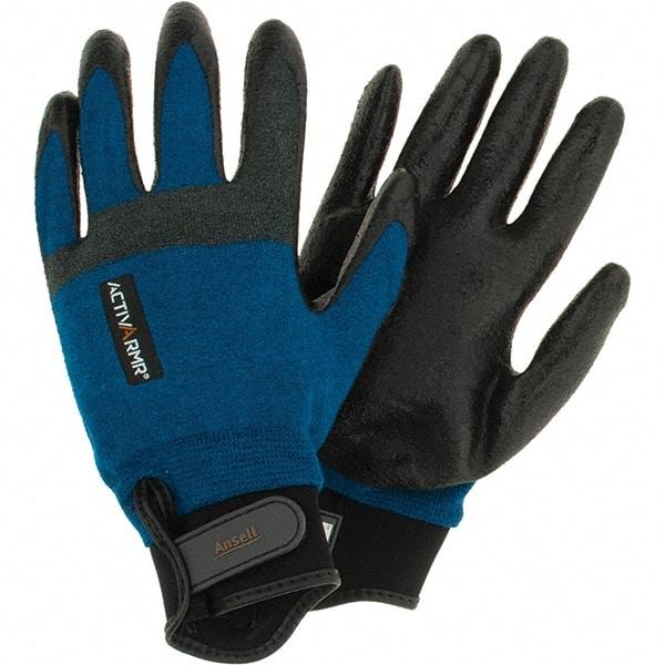 Ansell - Size XL, ANSI Cut Lvl A3, Abrasion Lvl 3, Cut Resistant Gloves - Palm Coated, Black/Blue - Americas Industrial Supply