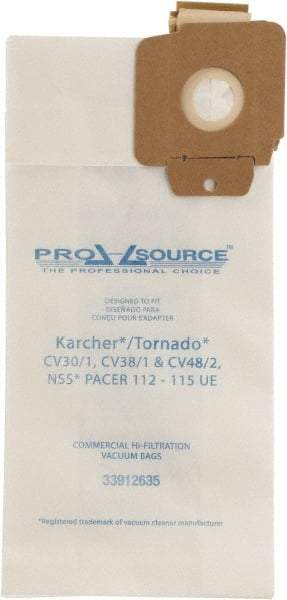 PRO-SOURCE - Meltblown Polypropylene & Paper Vacuum Bag - For Karcher/Tornado Models: CV30/1 & CV38/1 & CV48/2 Upright & NSS Pacer Models 112 - 115UE - Americas Industrial Supply