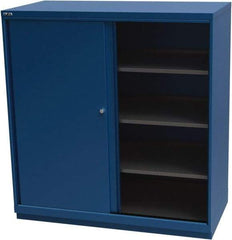 LISTA - 4 Shelf Sliding Door Storage Cabinet - Steel, 56-1/2" Wide x 28-1/2" Deep x 59-1/2" High, Blue - Americas Industrial Supply