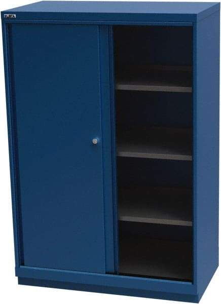 LISTA - 4 Shelf Sliding Door Storage Cabinet - Steel, 40-1/4" Wide x 22-1/2" Deep x 59-1/2" High, Blue - Americas Industrial Supply