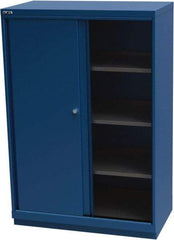 LISTA - 4 Shelf Sliding Door Storage Cabinet - Steel, 40-1/4" Wide x 22-1/2" Deep x 59-1/2" High, Blue - Americas Industrial Supply