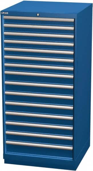 LISTA - 15 Drawer, Modular Storage Cabinet - Steel, 28-1/4" Wide x 28-1/2" Deep x 59-1/2" High, Blue - Americas Industrial Supply