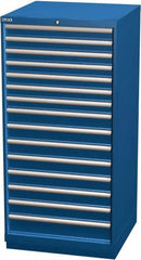 LISTA - 15 Drawer, Modular Storage Cabinet - Steel, 28-1/4" Wide x 28-1/2" Deep x 59-1/2" High, Blue - Americas Industrial Supply