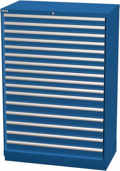 LISTA - 16 Drawer, Modular Storage Cabinet - Steel, 40-1/4" Wide x 22-1/2" Deep x 59-1/2" High, Blue - Americas Industrial Supply