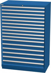 LISTA - 16 Drawer, Modular Storage Cabinet - Steel, 40-1/4" Wide x 22-1/2" Deep x 59-1/2" High, Blue - Americas Industrial Supply