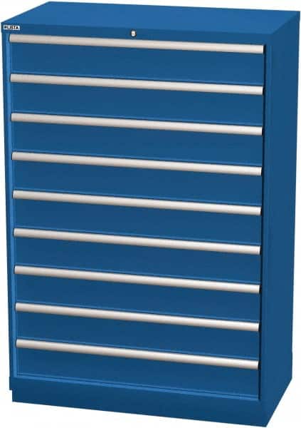 LISTA - 9 Drawer, Modular Storage Cabinet - Steel, 40-1/4" Wide x 22-1/2" Deep x 59-1/2" High, Blue - Americas Industrial Supply