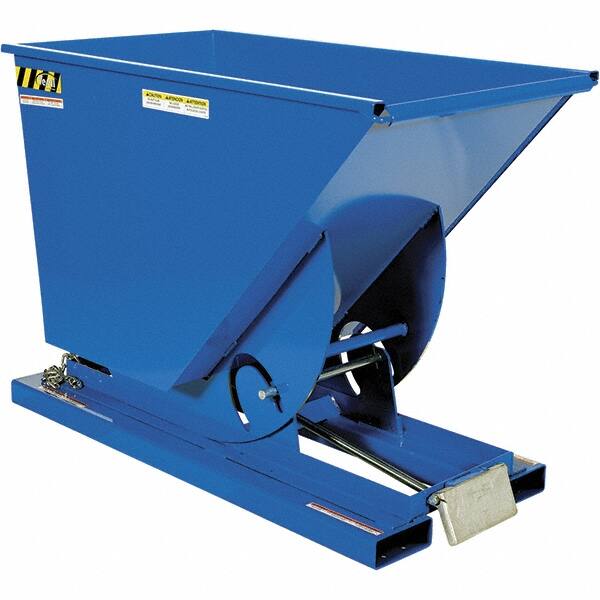 Vestil - 2,000 Lb Load Capacity, 3/4 Cu Yd, Steel Self-Dumping Hopper - 31-11/16" Wide x 61-1/8" Long x 42-11/16" High, Blue - Americas Industrial Supply