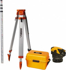 Johnson Level & Tool - 26x Magnification, 2.62 to 350 Ft. Measuring Range, Automatic Optical Level Kit - Accuracy 1/16 Inch at 200 Ft., Kit Includes Tripod, 13 Grade Rod, Hard Shell Carrying Case - Americas Industrial Supply