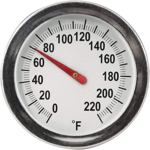 General - 8 Inch Long Stem, 2 Inch Dial Diameter, Back Connected Bi-Metal Thermometer - 220°Fahrenheit - Americas Industrial Supply