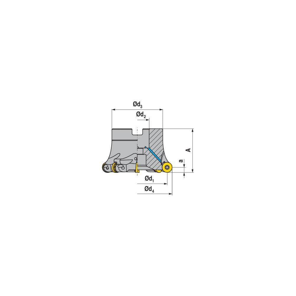 Indexable Copy Face Mills; Maximum Depth Of Cut: 8.00 mm; Compatible Insert Size Code: RP.X 1605..; Arbor Hole Diameter (mm): 22.00; Maximum Ramping Angle: 0  ™; Overall Height (mm): 40.00 mm; Series: A251-16; Number of Cutter Inserts: 5; Cutter Style: A2