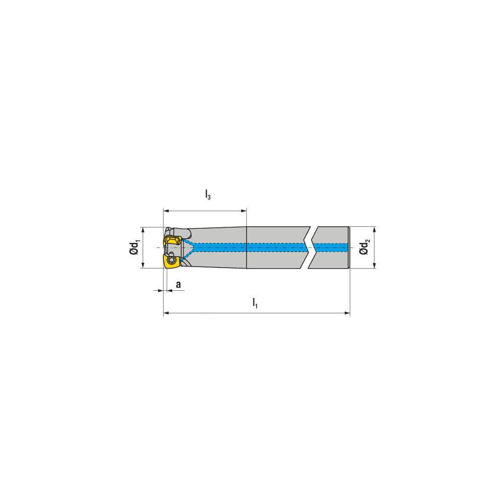 Indexable High-Feed End Mill: 32 mm Cut Dia, 25 mm Cylindrical Shank Uses 5 XPLX Inserts, 0.8 mm Max Depth, 225 mm OAL, Through Coolant