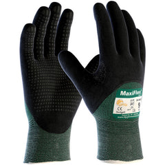 ‎34-8453/XL Cut Resistant Glove - MaxiFlex Cut - Green Eng Yarn - Black 3/4 MicroFoam Nitrile Dot Grip - A2 - Exact Industrial Supply
