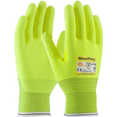 ‎34-8743FY/XL Cut Resistant Gloves - MaxiFlex Cut - HiVis Yellow Eng Yarn Shell & Nitrile MicroFoam Grip - A2 - Exact Industrial Supply