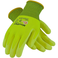 ‎34-874FY/M MaxiFlex Seamless Knits - MaxiFlex Ultimate - 15G HV Yellow Nylon Shell - HV Yellow Nitrile MicroFoam - Exact Industrial Supply