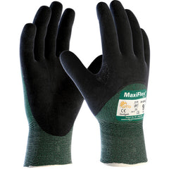 ‎34-8753/S Gloves for Cut Protection - MaxiFlex Cut - Green Eng Yrn - Black 3/4 MicroFoam Nitrile Coating - EN3 - Exact Industrial Supply