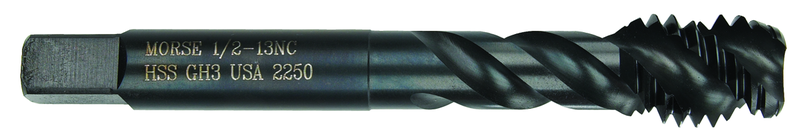 1-3/4-5 Dia. - GH7 - 6 FL - Premium HSS - Black Oxide-Semi Bottoming Oversize +.0035 Shear Tap - Americas Industrial Supply