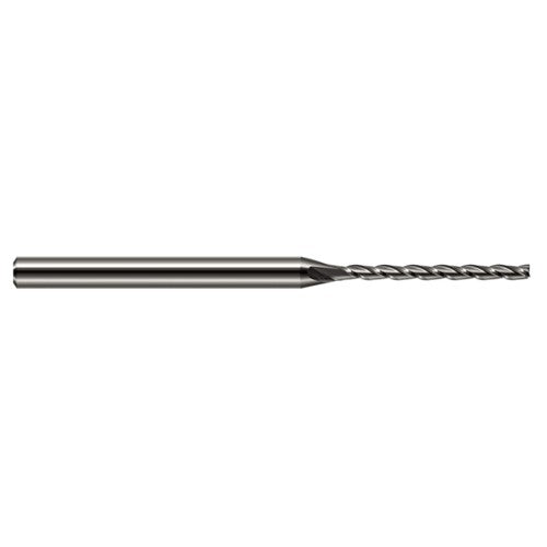 Miniature End Mills - Long Flute - 0.0200″ Cutter Diameter × 0.2500″ (1/4″) Length of Cut Carbide Square End Mill, 3 Flutes