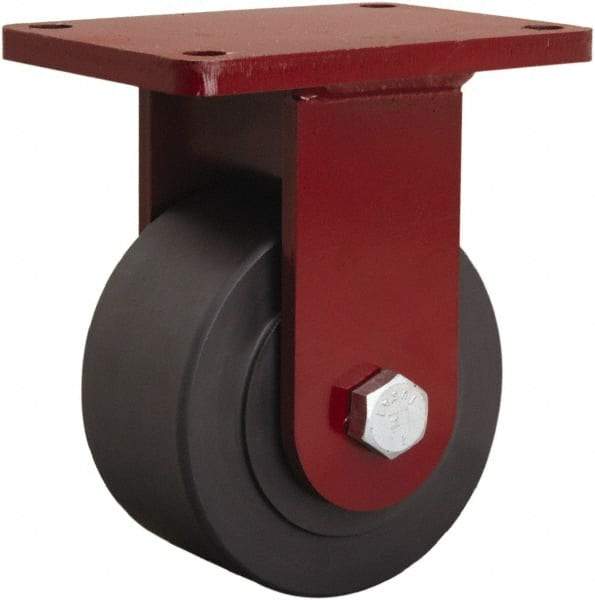 Hamilton - 6" Diam x 3" Wide x 7-1/2" OAH Top Plate Mount Rigid Caster - Nylon, 3,200 Lb Capacity, Sealed Precision Ball Bearing, 5 x 7" Plate - Americas Industrial Supply